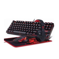 Redragon K552-BB Mechanical Gaming Keyboard and Mouse Combo & Large Mouse Pad & PC Gaming Headset with Mic, 87 Key RED LED Backlit Keyboard for Windows PC (Keyboard, Mouse, Headset Mousepad Set)