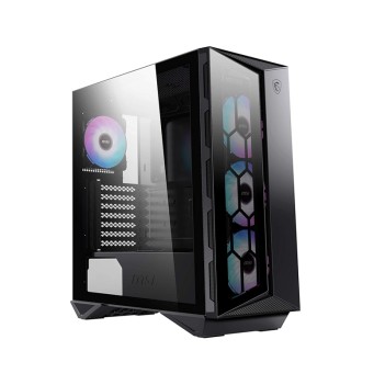 MSI MPG GUNGNIR 110R - Premium Mid-Tower Gaming PC Case - Tempered Glass Side Panel - 4 x ARGB 120mm Fans - Liquid Cooling Support up to 360mm Radiator - Two-Tone Design - Black
