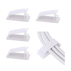 10 pcs Self Adhesive Cable Management Clips F40 (Small) , Cable Organizers Wire Management Multipurpose Wire Clip Clamps for TV Computer Laptop Ethernet Cable Desk Home Office - white