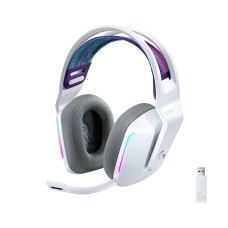 Logitech G733 Lightspeed Wireless Gaming Headset with Suspension Headband, LIGHTSYNC RGB, Blue VO!CE mic Technology and PRO-G Audio Drivers - White 