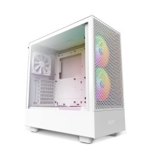 NZXT H5 Flow RGB Compact ATX Mid-Tower PC Gaming Case – High Airflow Perforated Front Panel – Tempered Glass Side Panel – Cable Management – 2 x F140 RGB Core Fans – 280mm Radiator Support – White