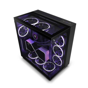 NZXT H9 Elite Dual-Chamber ATX Mid-Tower PC Case, Unique Glass Panel, Intuitive Cable Mgt, 360mm Radiators & 10x120mm Fans Support, Built-in RGB & Fan Controller, USB 3.2 Type-C/A, Black | CM-H91EB-01