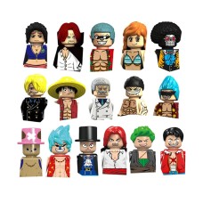Anime One Piece Building Blocks Bricks Mini Action Figures Heads Assembly Toys Kids Birthday Gifts - 15pc