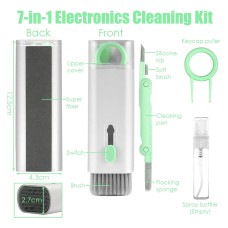 7-in-1 Electronics Cleaner Kit Computer Keyboard Earphone Dust Cleaning Brush Tool for Earbud Cell Phone Laptop Camera - Green