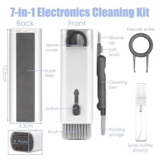 7-in-1 Electronics Cleaner Kit Computer Keyboard Earphone Dust Cleaning Brush Tool for Earbud Cell Phone Laptop Camera - Black