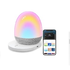 Govee RGBIC Night Light, Sound Machine, Bluetooth Speaker in One, 60+ Music, Game & Sence Modes, Portable Table Lamp with Charging Base, White Noise Machine, Sleep Trainer for Gentle Wake Up H6057